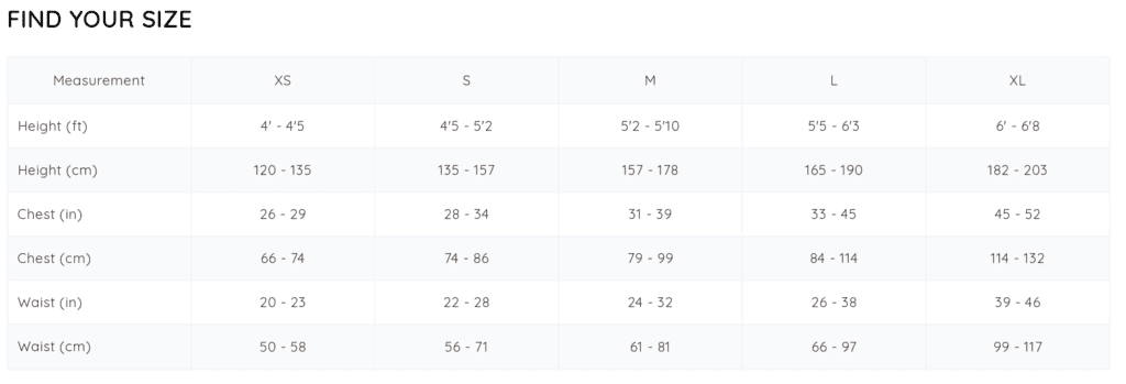 Osprey Size Guide